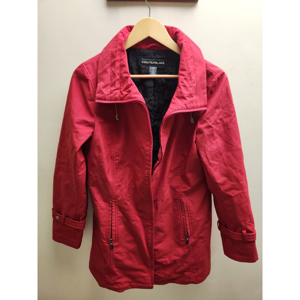 Kristen Blake‎ Womens Red Collared Zip Up Jacket L G
